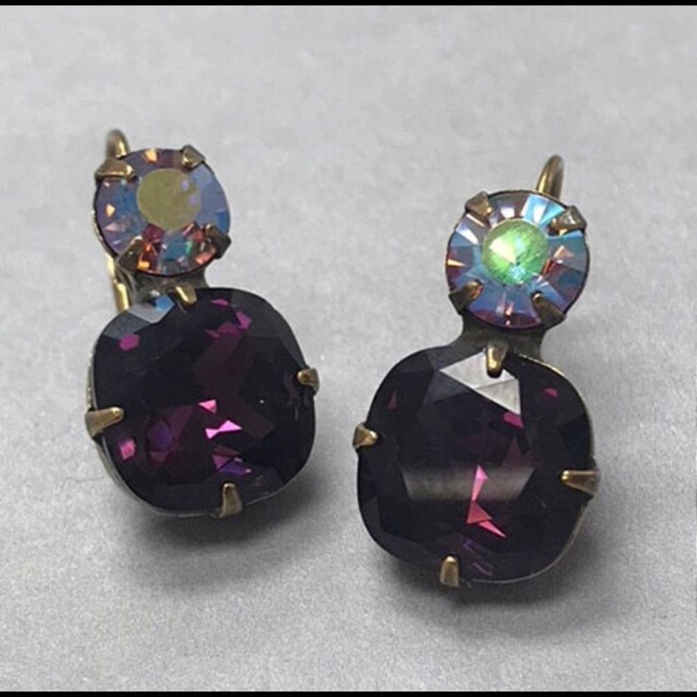 Sorrelli Purple and Aurora Borealis Drop Earrings